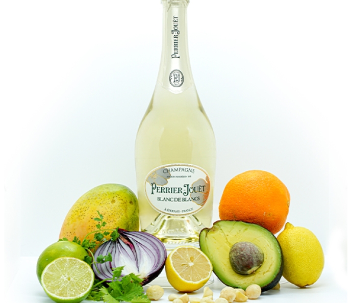 Bay Scallop Ceviche served with Perrier-Jouët Blanc de Blancs