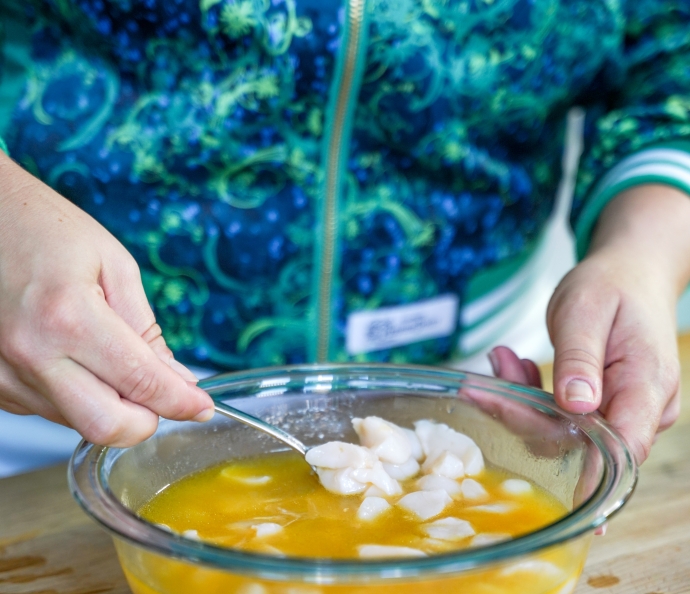 Bay Scallop Ceviche served with Perrier-Jouët Blanc de Blancs