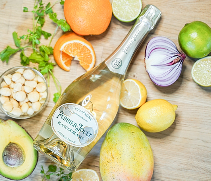 Bay Scallop Ceviche served with Perrier-Jouët Blanc de Blancs