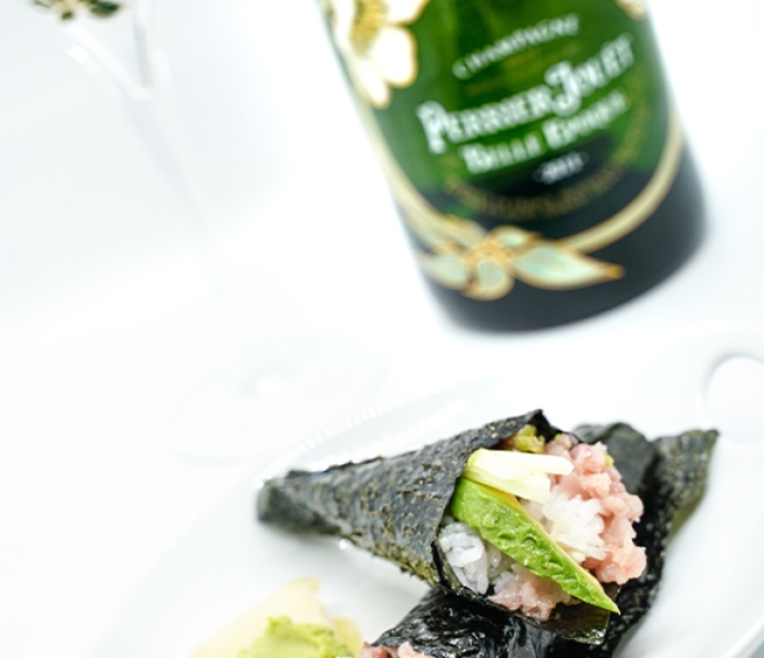 Tempura Shrimp with Yellowtail Handrolls