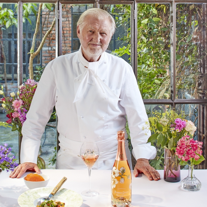 PIERRE GAGNAIRE’S Girolle mushrooms, apricots, fresh almonds RECIPE & PERRIER-JOUËT BELLE ÉPOQUE ROSÉ 2010